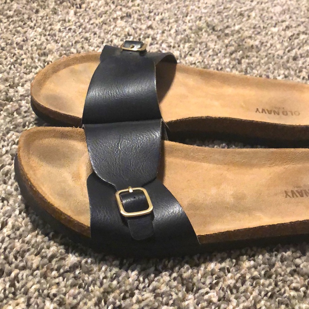 Black & Gold Slide Sandals